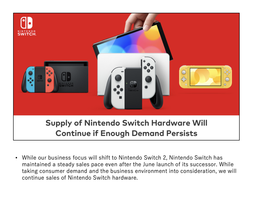 Extracto del briefing financiero de Nintendo que confirma la transición planificada