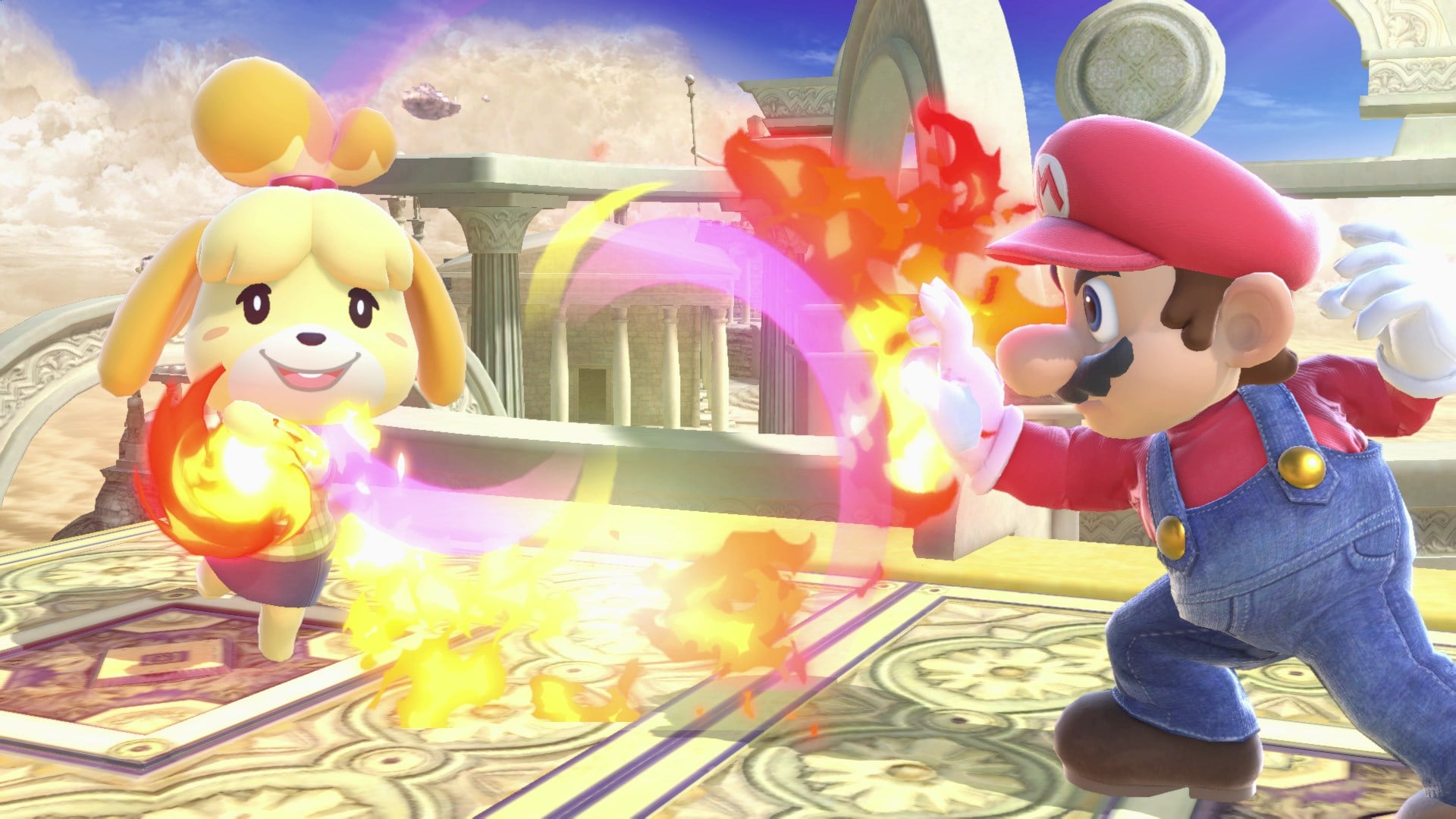 Mario fights a villager. 