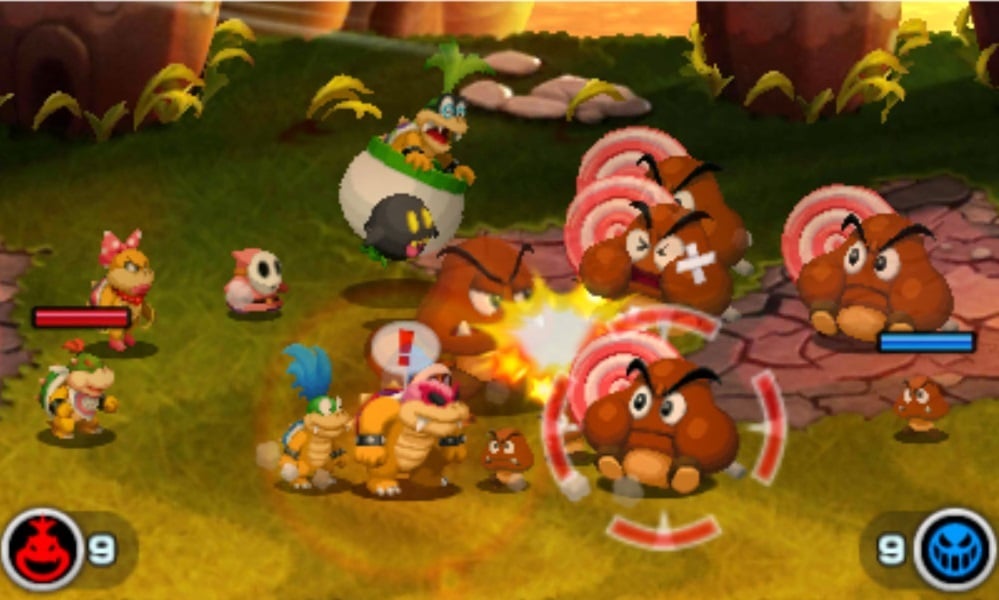 Bowser fights enemies. 