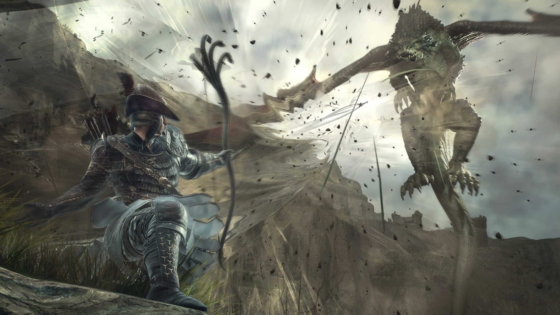 A monster is hit with an arrow. 